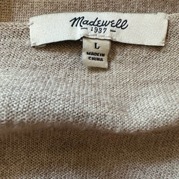 Madewell tan cardigan with black. 100% wool. Size Large - Picture 7 of 7